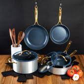Thyme Table 12 Piece Nonstick Cookware Set Silver And Navy