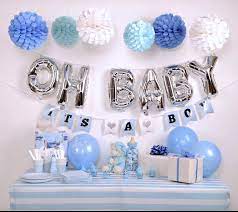 Baby Shower Decoratie Kit Voor Jongen Blue En Silver Baby Etsy Baby Shower Deco Simple Baby Shower Blue Baby Shower
