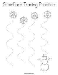 Snowflake Tracing Practice Coloring Page Twisty Noodle Winter Preschool Kindergarten Worksheets Preschool Activities