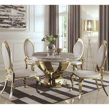 Create the dining room furniture of your dreams. Luxurious Modern Design 5 Piece Gold Dining Set With Marble Table Top 1 Table 4 Chairs White Gold Dining Room Round Dining Room Dining Table Gold