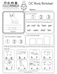 30 printable kindergarten math worksheets. Cvc Words Worksheet For Kindergarten Free Printable