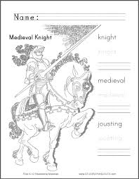 Printable knight coloring page 3 coolest free printables pages. Medieval Knight Jousting Coloring Sheet Student Handouts