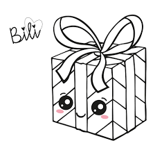 Kawaii Christmas Gift Box Coloring Page Christmas Present Drawing Kawaii Christmas Present Drawing