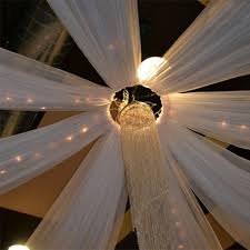 20ft White Ceiling Drapes Sheer Curtain Panels Fire Retardant Fabric With 4 Pocket Tableclothsfactory