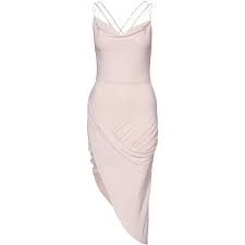 Nly One Cowl Neck Drape Dress Light Pink Cocktail Dress Draped Dress Pink Jersey Dress