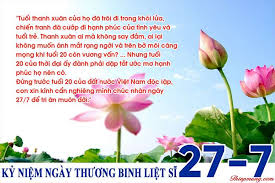 Đây là ngày mà toàn dân, đặc biệt là hội cựu chiến binh tưởng niệm ngày 27/7 có ý nghĩa rất lớn với nhân dân cả nước, đặc biệt là hội cựu chiến binh. Táº¡o Thiá»‡p Hoa Sen Ká»· Niá»‡m Ngay ThÆ°Æ¡ng Binh Liá»‡t SÄ© 27 7