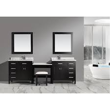 Crafted with solid smoothed wood, our vanity set features a simple classic design complete with strong base legs and smoothed rounded edges for a soft. Design Element 102 Inch Espresso Marble Top Bathroom Vanity With Makeup Table And Bench Seat Overstock 9563851