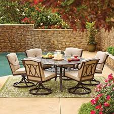 Member S Mark Miller S Creek 7 Piece Round Dining Set With Sunbrella Fabric Https Www Dealepic Patio Dining Set Outdoor Dining Furniture Outdoor Patio Space