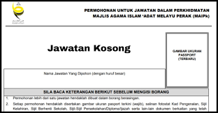 Jawatan kosong jabatan agama islam wilayah persekutuan (jawi). Jawatan Kosong Terkini Di Majlis Agama Islam Dan Adat Melayu Perak 2020 Info Awam