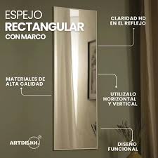 Espejo Rectangular Recamara Baño 40x60 Marco Chico Moderno Marco Negro