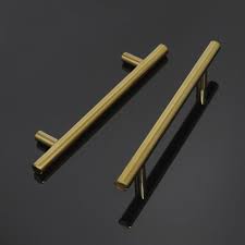Get your dream contemporary kitchen with our modern black and brass kitchen cabinet handles today! Euro T Bar Cabinet Handles Brushed Brass Finish Kitchen Hardware Drawe Probrico