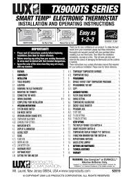 This button sequence locks and unlocks the thermostat. Lux Products Tx9000ts Installation And Operating Instructions Manual Pdf Download Manualslib