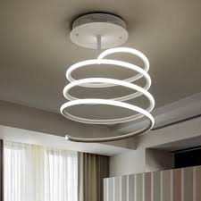 Spiral Ceiling Flush Mount Modern Metal Led Lighting Fixture In Warm White For Sitting Room Beautifulhalo Com
