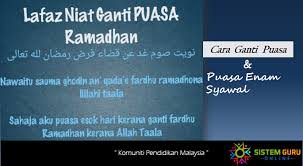 Sebagai umat islam, ibadah puasa kita tidak hanya terhenti sebaik ramadhan berakhir. Niat Puasa 6 Di Bulan Syawal Dan Ganti