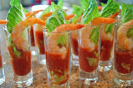 A glazed fig topped with mascarpone and wrapped with prosciutto is an hors d'oeuvre, and plain figs served on a platter may also be served as hors d'oeuvres. Shrimp Shooters With Homemade Cocktail Sauce Amee S Savory Dish