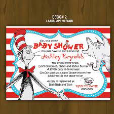 Story Book Baby Shower Invitations Print Your Own Cat In The Hat Greeting Cards Invitations Home Garden