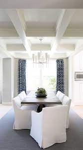 Adding tassel trim to chair slipcovers is a great way to dress up your dining room! 27 Dining Room Curtain Casual Colorful Decorative Curtains In 2021 Dining Room Curtains Dining Chairs Dining Room Contemporary