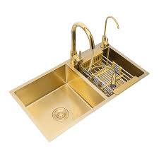 Trustmi brass pop up sink drain stopper with overflow bathroom faucet vessel vanity sink drainer, brushed gold. Gold Brushed Kitchen Sink Double Bowl Stainless Steel Above Counter Sink Drain Hair Catcher Kitchen Bowl Set Steel Sink Basket