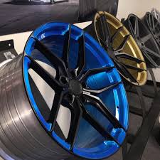 Black And Blue Wheels For Trucks Stance Wheels Sf03 Matt Black Brushed Azure Blue Black Wheels