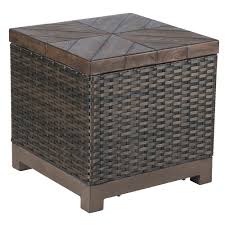 Veranda Classics Metropolitan Brown Outdoor Wicker End Table Withterrafab Top Overstock 21694996