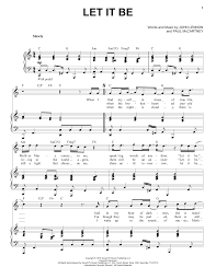 The number (sku) in the catalogue is pop and code 186666.the pv the beatles sheet music minimum required. Let It Be Piano Sheet Music By The Beatles Piano Voice