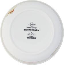The inside of the dish has an embossed design with open handles with a gold trim, it measures approx. White 824646 Lenox Butterfly Meadow Serve And Store 6 25 Bowl Home Tabletop
