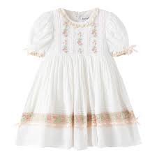 Amazon.com: Girl Dress, Embroidered Floral Heirloom, Lace Crew Collar, Puff  Sleeve, Cotton Kids Casual Clothing: Clothing, Shoes & Jewelry
