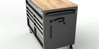 Husky 46 In W 9 Drawer Deep Tool Chest Mobile Workbench In Gloss Black With Hardwood Top H46mwc9xd The Home Depot In 2020 Mobile Workbench Extension Table Workbench