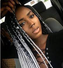 17 Long Silver Gray Box Braids For African American Woman Best Trends 2018 Boxbraidshairstyles Grey Box Braids Black Box Braids African American Braids