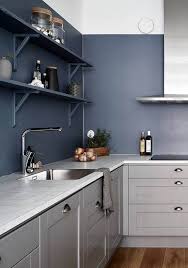 If you are surrounded modern gray and white kitchen with wallpaper and these nostalgic shades of bluish grey kitchen cabinet colors are inspired by early american white kitchen cabinets with colorful kitchen island. 25 Blue And Grey Kitchen Designs That Inspire Digsdigs