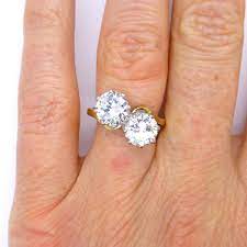 Vintage Moi Et Toi Engagement Ring Two Faux Diamond Crossover 9ct 9k Cubic Zirconia Cz Statement Dress Cocktail Or Dinner Ring Free Ship Fabulous Engagement Rings Vintage Fine Jewelry Engagement Rings