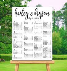 wedding seating chart printable alphabetical or by table