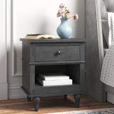 Home extra 10% off code: Kelly Clarkson Home Evie 1 Drawer Nightstand In Charcoal Wayfair