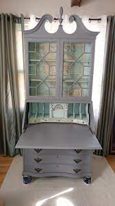 Choose traditional, modern designs or impressive executive desks. Vintage Secretary Desk With Decoupaged 1943 Map Painted Secretary Desks Vintage Secretary Desk Secretary Desk Makeover