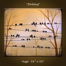 Two Birds On A Wire Painting Birdsong Autumn Painting Painting Art
