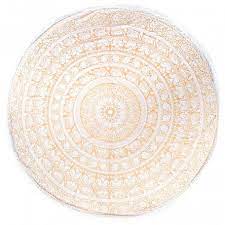 It is embroidered with the phrase 'walking on sunshine' and has a fringe embellishment around the exterior. White Gold Lame Mandala Round Blanket Picnic Blanket Sofa Cover Tablecloth Import Japanese Products At Wholesale Prices Super Delivery