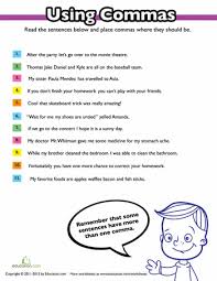 Using Commas Worksheet Education Com Kindergarten Worksheets Teaching Grammar Grammar Lessons