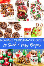 20 Easy No Bake Christmas Cookies To Make Now Christmas Baking Cookies Cookies Recipes Christmas Christmas Baking Easy