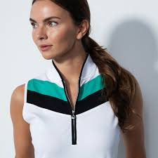 DS Prato White Color Block Sleeveless Polo Shirt