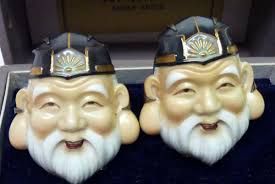 Vintage Toshikane China Ceramic and Silver Cufflinks in Original Box  I-11151