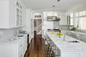 Honed White And Gray Marble Top Island