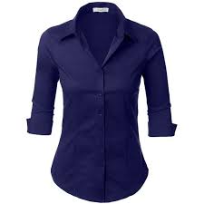 Le3no Womens Roll Up 3 4 Sleeve Button Down Shirt With Stretch At 14 Liked On Polyvo Button Up Shirt Womens Women S Button Down Shirt Womens Work Shirt