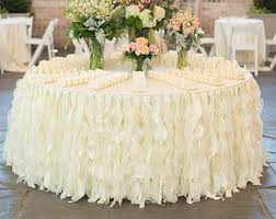 Romantic Ruffles Table Skirt Available In Multiple Sizes And Colors Table Skirt Wedding Table Decorations Diy Ruffled Tablecloth