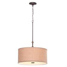 Hampton Bay Quincy 3 Light Oil Rubbed Bronze Drum Pendant With Burlap Fabric Shade Es4732ob4 The Home Depot