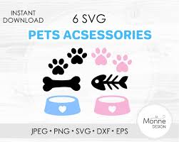 Pet Bowl Svg Cat Food Svg Pet Food Bowl Clip Art Paw Fish Etsy In 2020 Food Animals Svg Dog Cat