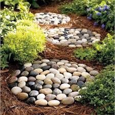 Rounded The Corners Of These Popular River Stepping Stone Rectangular Mats And Resized Down Rock Garden Landscaping Garden Stepping Stones Stepping Stones Diy