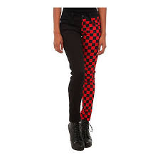 Black And Red Checkered Pants Royal Bones By Tripp Black Red Checkered Split Leg Skinny Jeans Hot 30 Liked On Polyvore Featuring Jeans Red Skinny Jeans Split Legs Skinny Leg Jeans