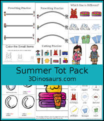 free summer pack tot preschool kindergarten first grade 3 dinosaurs