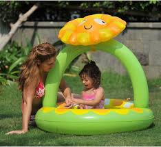 Pool Central Sunflower Baby Pool With Adjustable Sun Shade Feel Safe Entertainment Baby Pool Outdoor Baby Pool