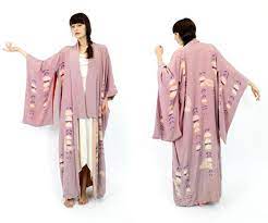 Long Silk Kimono Lavender Bell Flowers Velvet Butterflies Etsy Long Silk Kimono Silk Kimono Lavender Silk